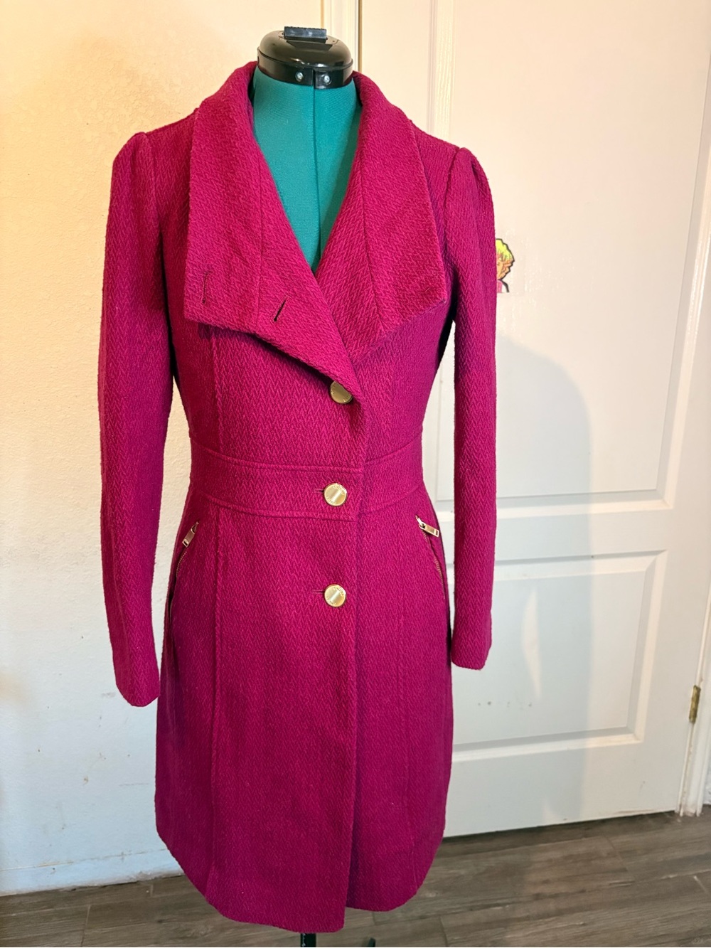 Guess Women’s Fuchsia Tailored Long Coat
